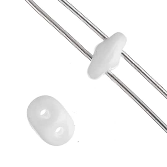 12 Pack: John Bead White Superduo Czech Glass Oval Beads, 18mm